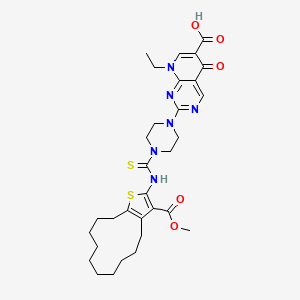 molecular formula C31H40N6O5S2 B10875091 8-Ethyl-2-(4-{[3-(methoxycarbonyl)-4,5,6,7,8,9,10,11,12,13-decahydrocyclododeca[b]thiophen-2-yl]carbamothioyl}piperazin-1-yl)-5-oxo-5,8-dihydropyrido[2,3-d]pyrimidine-6-carboxylic acid 