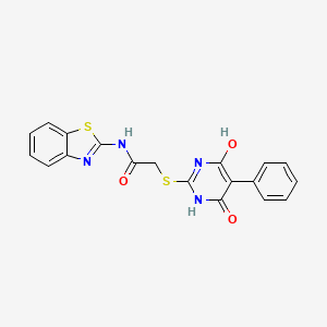 molecular formula C19H14N4O3S2 B10875124 N-(1,3-benzothiazol-2-yl)-2-[(4-hydroxy-6-oxo-5-phenyl-1,6-dihydropyrimidin-2-yl)sulfanyl]acetamide 