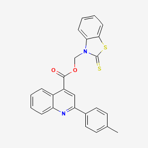 molecular formula C25H18N2O2S2 B10875148 (2-thioxo-1,3-benzothiazol-3(2H)-yl)methyl 2-(4-methylphenyl)quinoline-4-carboxylate 