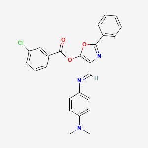 molecular formula C25H20ClN3O3 B10875187 [4-[[4-(dimethylamino)phenyl]iminomethyl]-2-phenyl-1,3-oxazol-5-yl] 3-chlorobenzoate 