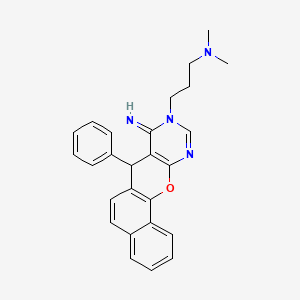 molecular formula C26H26N4O B10875211 N-{3-[8-Imino-7-phenyl-7H-benzo[7,8]chromeno[2,3-D]pyrimidin-9(8H)-YL]propyl}-N,N-dimethylamine 