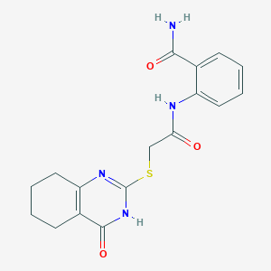 molecular formula C17H18N4O3S B10875216 2-({[(4-Oxo-3,4,5,6,7,8-hexahydroquinazolin-2-yl)sulfanyl]acetyl}amino)benzamide 