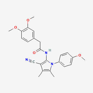 molecular formula C24H25N3O4 B10875224 N-[3-cyano-1-(4-methoxyphenyl)-4,5-dimethyl-1H-pyrrol-2-yl]-2-(3,4-dimethoxyphenyl)acetamide 