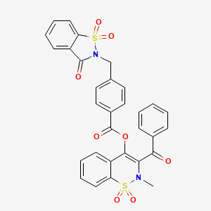 molecular formula C31H22N2O8S2 B10875236 2-methyl-1,1-dioxido-3-(phenylcarbonyl)-2H-1,2-benzothiazin-4-yl 4-[(1,1-dioxido-3-oxo-1,2-benzothiazol-2(3H)-yl)methyl]benzoate 