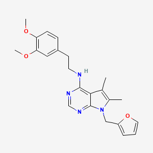 molecular formula C23H26N4O3 B10875251 N-[2-(3,4-dimethoxyphenyl)ethyl]-7-(furan-2-ylmethyl)-5,6-dimethyl-7H-pyrrolo[2,3-d]pyrimidin-4-amine 