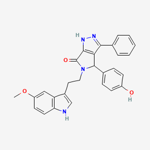 molecular formula C28H24N4O3 B10875269 4-(4-hydroxyphenyl)-5-[2-(5-methoxy-1H-indol-3-yl)ethyl]-3-phenyl-4,5-dihydropyrrolo[3,4-c]pyrazol-6(2H)-one 