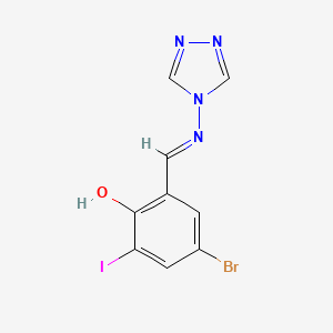 molecular formula C9H6BrIN4O B10875289 4-bromo-2-iodo-6-[(E)-(4H-1,2,4-triazol-4-ylimino)methyl]phenol 