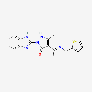 (4E)-2-(1H-benzimidazol-2-yl)-5-methyl-4-{1-[(thiophen-2-ylmethyl)amino]ethylidene}-2,4-dihydro-3H-pyrazol-3-one