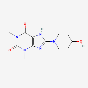 molecular formula C12H17N5O3 B10875394 8-(4-hydroxypiperidin-1-yl)-1,3-dimethyl-3,7-dihydro-1H-purine-2,6-dione 