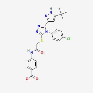 molecular formula C25H25ClN6O3S B10875417 methyl 4-[({[5-(3-tert-butyl-1H-pyrazol-5-yl)-4-(4-chlorophenyl)-4H-1,2,4-triazol-3-yl]sulfanyl}acetyl)amino]benzoate 