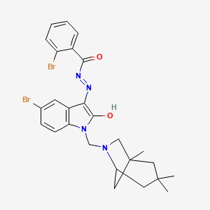 2-bromo-N'-{(3Z)-5-bromo-2-oxo-1-[(1,3,3-trimethyl-6-azabicyclo[3.2.1]oct-6-yl)methyl]-1,2-dihydro-3H-indol-3-ylidene}benzohydrazide