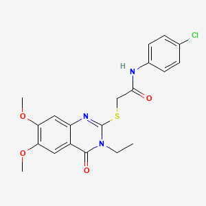 molecular formula C20H20ClN3O4S B10875449 N-(4-chlorophenyl)-2-[(3-ethyl-6,7-dimethoxy-4-oxo-3,4-dihydroquinazolin-2-yl)sulfanyl]acetamide 