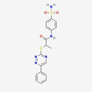 molecular formula C18H17N5O3S2 B10875462 2-[(6-phenyl-1,2,4-triazin-3-yl)sulfanyl]-N-(4-sulfamoylphenyl)propanamide 