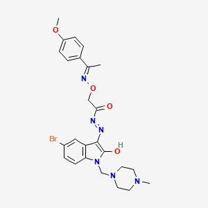 molecular formula C25H29BrN6O4 B10875472 N'-{(3Z)-5-bromo-1-[(4-methylpiperazin-1-yl)methyl]-2-oxo-1,2-dihydro-3H-indol-3-ylidene}-2-({[(1E)-1-(4-methoxyphenyl)ethylidene]amino}oxy)acetohydrazide 