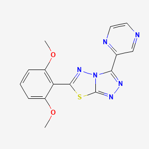 molecular formula C15H12N6O2S B10875495 6-(2,6-Dimethoxyphenyl)-3-(pyrazin-2-yl)[1,2,4]triazolo[3,4-b][1,3,4]thiadiazole 