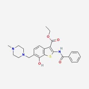 molecular formula C24H27N3O4S B10875564 Ethyl 7-hydroxy-6-[(4-methylpiperazin-1-yl)methyl]-2-[(phenylcarbonyl)amino]-1-benzothiophene-3-carboxylate 