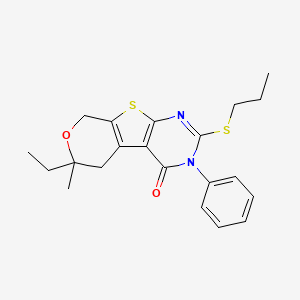 12-ethyl-12-methyl-4-phenyl-5-propylsulfanyl-11-oxa-8-thia-4,6-diazatricyclo[7.4.0.02,7]trideca-1(9),2(7),5-trien-3-one