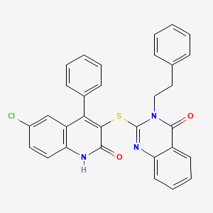 molecular formula C31H22ClN3O2S B10875585 2-[(6-chloro-2-oxo-4-phenyl-1,2-dihydroquinolin-3-yl)sulfanyl]-3-(2-phenylethyl)quinazolin-4(3H)-one 