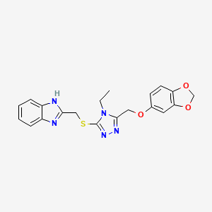 2-[({5-[(1,3-benzodioxol-5-yloxy)methyl]-4-ethyl-4H-1,2,4-triazol-3-yl}sulfanyl)methyl]-1H-benzimidazole