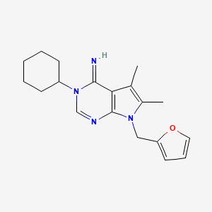 molecular formula C19H24N4O B10875621 3-cyclohexyl-7-(furan-2-ylmethyl)-5,6-dimethyl-3,7-dihydro-4H-pyrrolo[2,3-d]pyrimidin-4-imine 