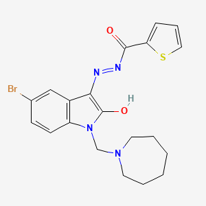 N'-[(3Z)-1-(azepan-1-ylmethyl)-5-bromo-2-oxo-1,2-dihydro-3H-indol-3-ylidene]thiophene-2-carbohydrazide