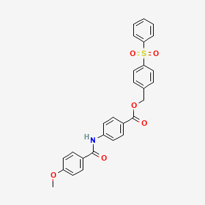 molecular formula C28H23NO6S B10875636 4-(Phenylsulfonyl)benzyl 4-{[(4-methoxyphenyl)carbonyl]amino}benzoate 