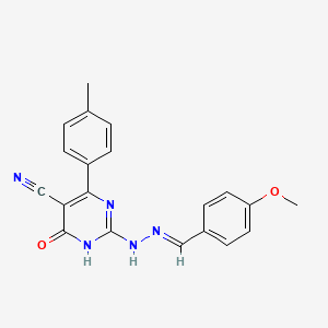 2-[(2E)-2-(4-methoxybenzylidene)hydrazinyl]-4-(4-methylphenyl)-6-oxo-1,6-dihydropyrimidine-5-carbonitrile