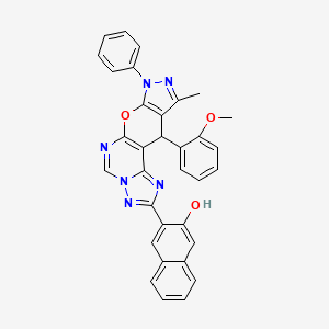 3-[16-(2-methoxyphenyl)-14-methyl-12-phenyl-10-oxa-3,5,6,8,12,13-hexazatetracyclo[7.7.0.02,6.011,15]hexadeca-1(9),2,4,7,11(15),13-hexaen-4-yl]naphthalen-2-ol