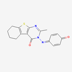 molecular formula C17H15N3O2S B10875674 2-methyl-3-[(4-oxocyclohexa-2,5-dien-1-ylidene)amino]-5,6,7,8-tetrahydro[1]benzothieno[2,3-d]pyrimidin-4(3H)-one 