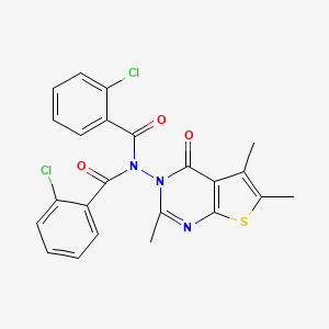 2-chloro-N-[(2-chlorophenyl)carbonyl]-N-(2,5,6-trimethyl-4-oxothieno[2,3-d]pyrimidin-3(4H)-yl)benzamide