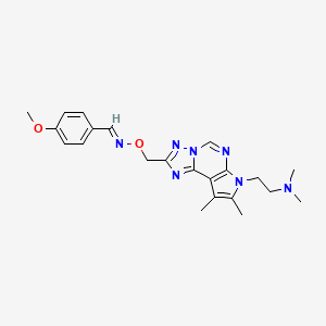 2-{2-[({[(E)-(4-methoxyphenyl)methylidene]amino}oxy)methyl]-8,9-dimethyl-7H-pyrrolo[3,2-e][1,2,4]triazolo[1,5-c]pyrimidin-7-yl}-N,N-dimethylethanamine