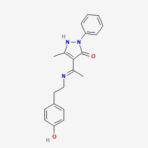 (4Z)-4-(1-{[2-(4-hydroxyphenyl)ethyl]amino}ethylidene)-5-methyl-2-phenyl-2,4-dihydro-3H-pyrazol-3-one