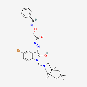 molecular formula C28H32BrN5O3 B10875769 N'-{(3Z)-5-bromo-2-oxo-1-[(1,3,3-trimethyl-6-azabicyclo[3.2.1]oct-6-yl)methyl]-1,2-dihydro-3H-indol-3-ylidene}-2-({[(E)-phenylmethylidene]amino}oxy)acetohydrazide 