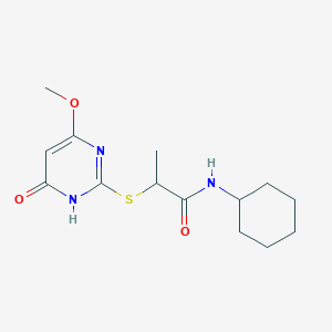 N-cyclohexyl-2-[(4-methoxy-6-oxo-1,6-dihydropyrimidin-2-yl)sulfanyl]propanamide