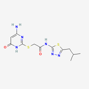 molecular formula C12H16N6O2S2 B10875819 2-[(6-amino-4-oxo-1,4-dihydro-2-pyrimidinyl)thio]-N-(5-isobutyl-1,3,4-thiadiazol-2-yl)acetamide 