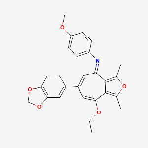 molecular formula C27H25NO5 B10875841 N-[(4E)-6-(1,3-benzodioxol-5-yl)-8-ethoxy-1,3-dimethyl-4H-cyclohepta[c]furan-4-ylidene]-4-methoxyaniline 