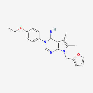 molecular formula C21H22N4O2 B10875842 3-(4-ethoxyphenyl)-7-(furan-2-ylmethyl)-5,6-dimethyl-3,7-dihydro-4H-pyrrolo[2,3-d]pyrimidin-4-imine 