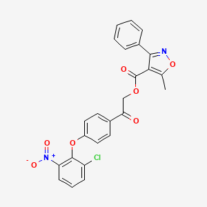 molecular formula C25H17ClN2O7 B10875856 2-[4-(2-Chloro-6-nitrophenoxy)phenyl]-2-oxoethyl 5-methyl-3-phenyl-1,2-oxazole-4-carboxylate 