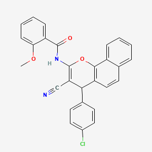 molecular formula C28H19ClN2O3 B10875861 N-[4-(4-chlorophenyl)-3-cyano-4H-benzo[h]chromen-2-yl]-2-methoxybenzamide 