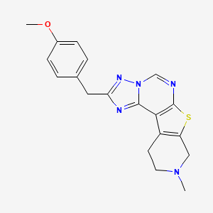 4-[(4-methoxyphenyl)methyl]-13-methyl-10-thia-3,5,6,8,13-pentazatetracyclo[7.7.0.02,6.011,16]hexadeca-1(9),2,4,7,11(16)-pentaene