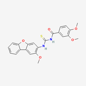 molecular formula C23H20N2O5S B10875893 3,4-dimethoxy-N-[(2-methoxydibenzo[b,d]furan-3-yl)carbamothioyl]benzamide 