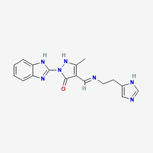 molecular formula C17H17N7O B10875906 (4Z)-2-(1H-benzimidazol-2-yl)-4-({[2-(1H-imidazol-4-yl)ethyl]amino}methylidene)-5-methyl-2,4-dihydro-3H-pyrazol-3-one 