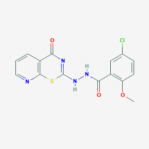 molecular formula C15H11ClN4O3S B10875909 5-Chloro-2-methoxy-N'~1~-(4-oxo-4H-pyrido[3,2-E][1,3]thiazin-2-YL)benzohydrazide 