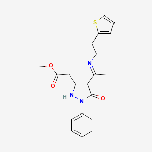 methyl [(4Z)-5-oxo-1-phenyl-4-(1-{[2-(thiophen-2-yl)ethyl]amino}ethylidene)-4,5-dihydro-1H-pyrazol-3-yl]acetate