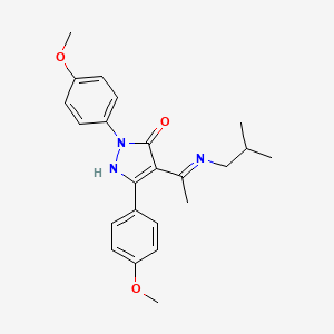 molecular formula C23H27N3O3 B10875942 (4Z)-2,5-bis(4-methoxyphenyl)-4-{1-[(2-methylpropyl)amino]ethylidene}-2,4-dihydro-3H-pyrazol-3-one 