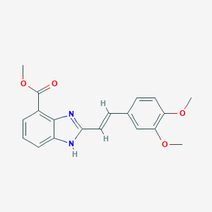 molecular formula C19H18N2O4 B010876 methyl 2-[(E)-2-(3,4-dimethoxyphenyl)ethenyl]-1H-benzimidazole-4-carboxylate CAS No. 107581-24-8