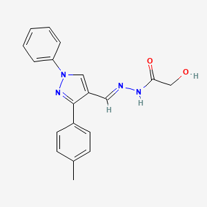 molecular formula C19H18N4O2 B10876007 2-hydroxy-N'-{(E)-[3-(4-methylphenyl)-1-phenyl-1H-pyrazol-4-yl]methylidene}acetohydrazide 