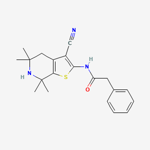 N-(3-cyano-5,5,7,7-tetramethyl-4,5,6,7-tetrahydrothieno[2,3-c]pyridin-2-yl)-2-phenylacetamide