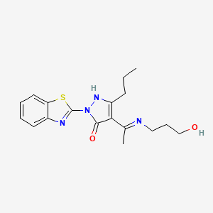 (4Z)-2-(1,3-benzothiazol-2-yl)-4-{1-[(3-hydroxypropyl)amino]ethylidene}-5-propyl-2,4-dihydro-3H-pyrazol-3-one