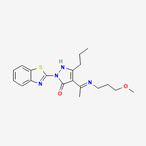 (4E)-2-(1,3-benzothiazol-2-yl)-4-{1-[(3-methoxypropyl)amino]ethylidene}-5-propyl-2,4-dihydro-3H-pyrazol-3-one